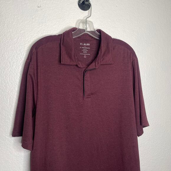 01. Algo Mens Shirt Size XL Burgundy 01. Performance Polo Short Sleeve - Picture 7 of 12